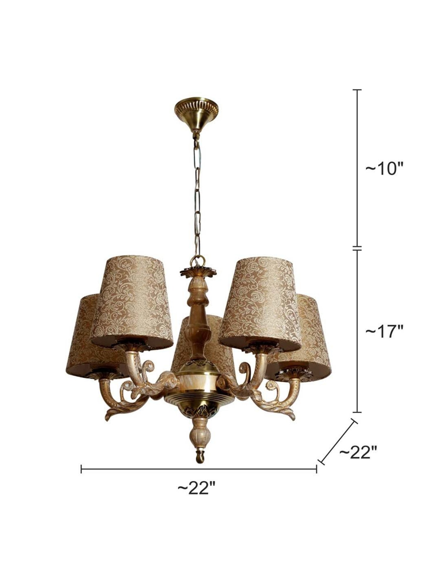 Fos Lighting Antique Brass Finish Allure 5 Light Chandelier - Set of 1
