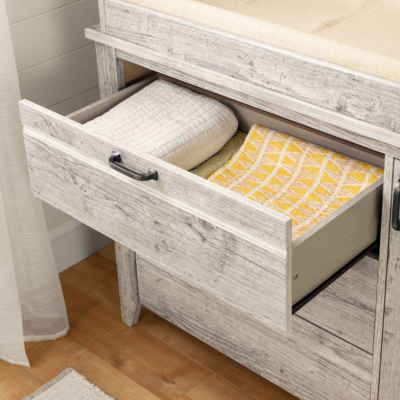 Hankel Changing Table - Pure White and Weathered Oak - South Shore