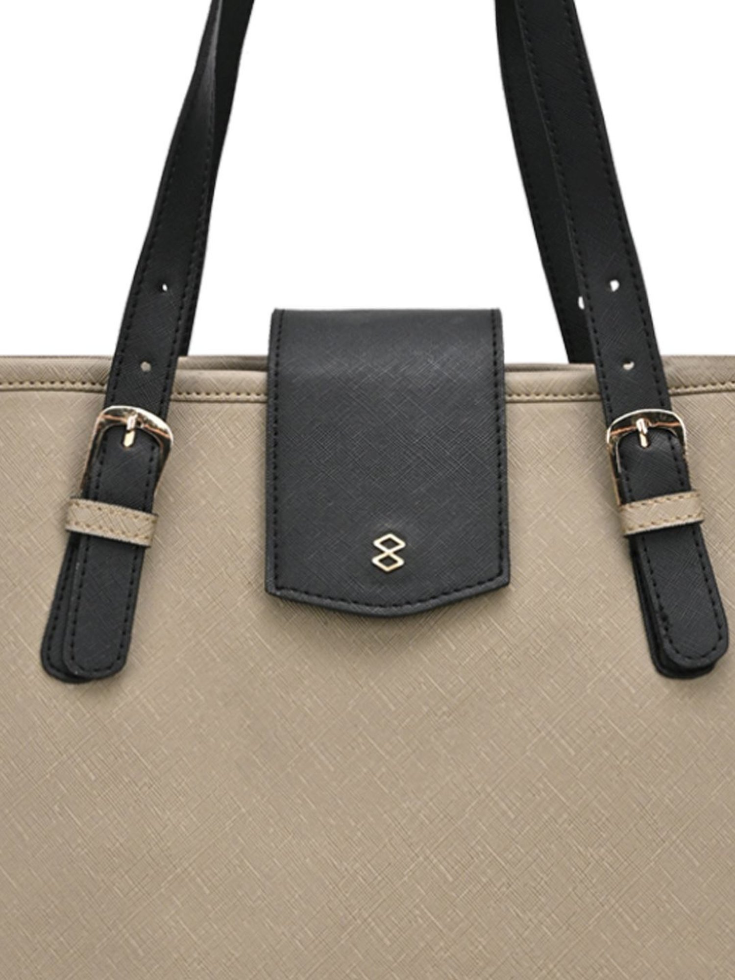 Horra Grey Solid Tote Handbag