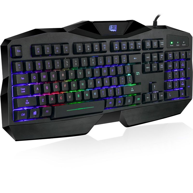Adesso Gaming Illuminated Keyboard - Cable Connectivity - USB Interface - 104 Key - English (US) - Windows - Membrane Keyswitch - Black