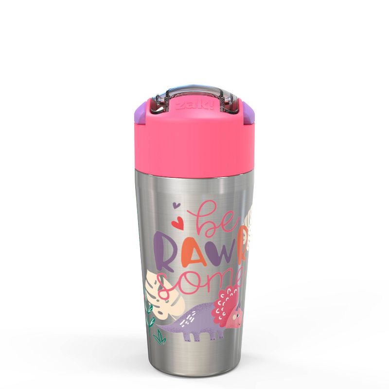 Zak Designs 12oz Double Wall Stainless Steel Vacuum Straw bottle – Dino Girl