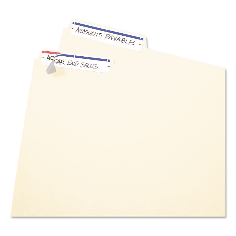 Avery Print or Write File Folder Labels 11/16 x 3 7/16 White/Dark Blue Bar 252/Pack 05200