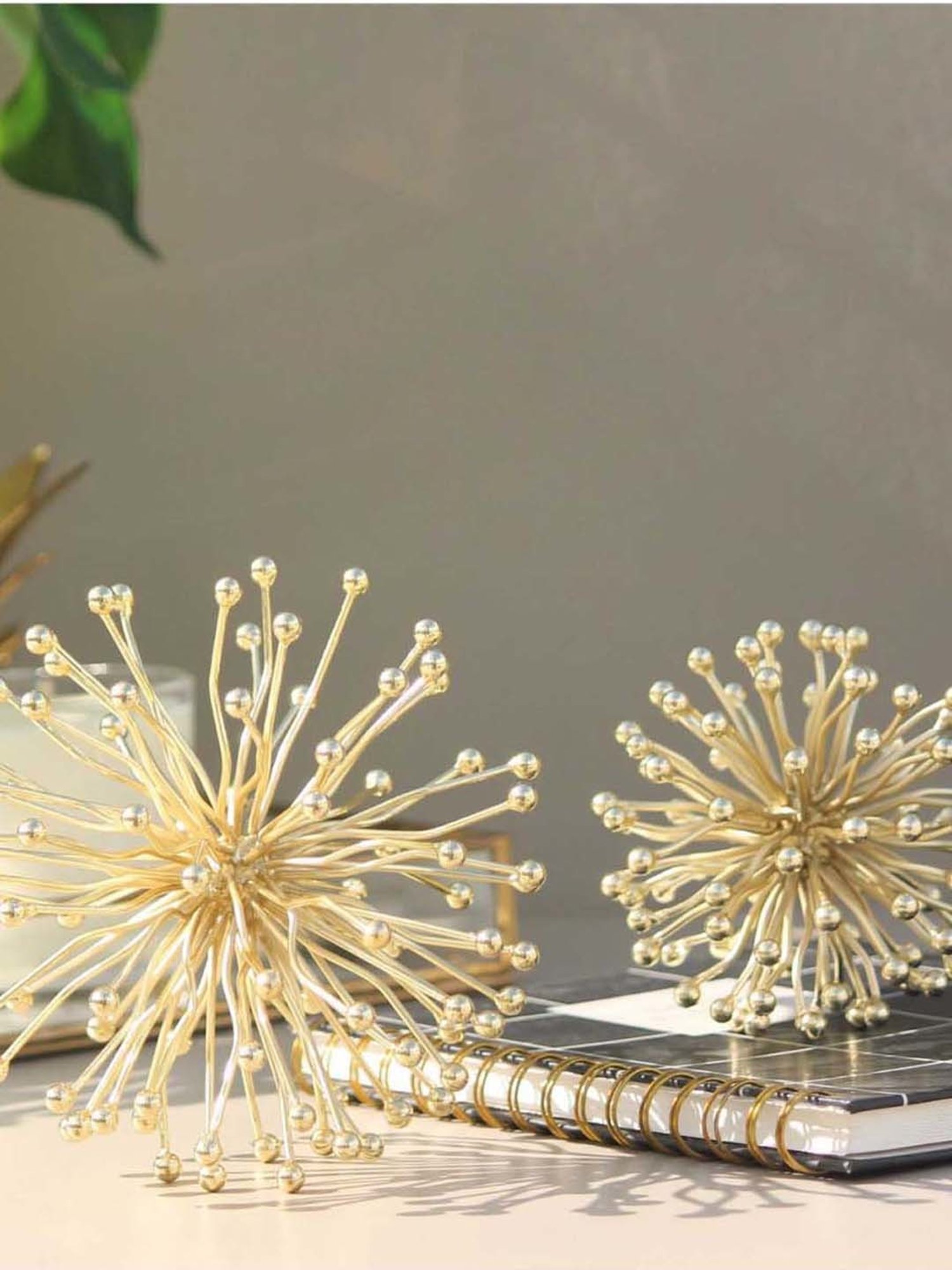 Mason Home Gold Iron Solar Spheres - Set Of 2