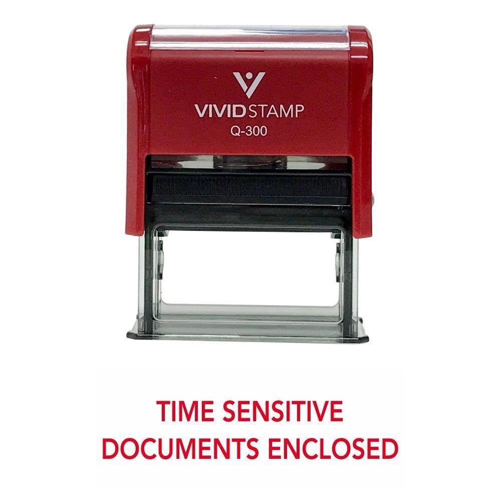 TIME SENSITIVE DOCUMENTS ENCLOSED Self Inking Rubber Stamp (Red Ink) - Large