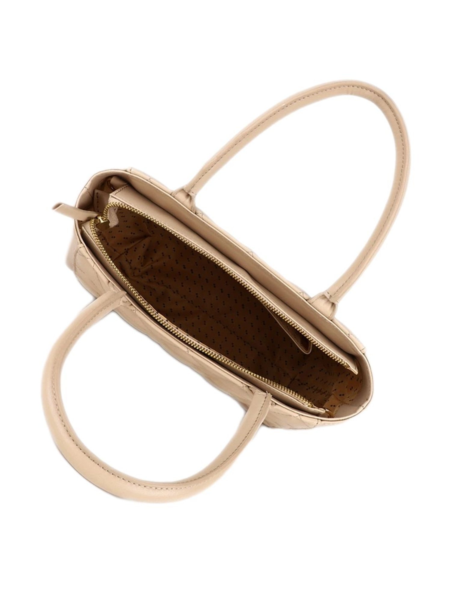 Carlton London Cream Quilted Medium Handbag