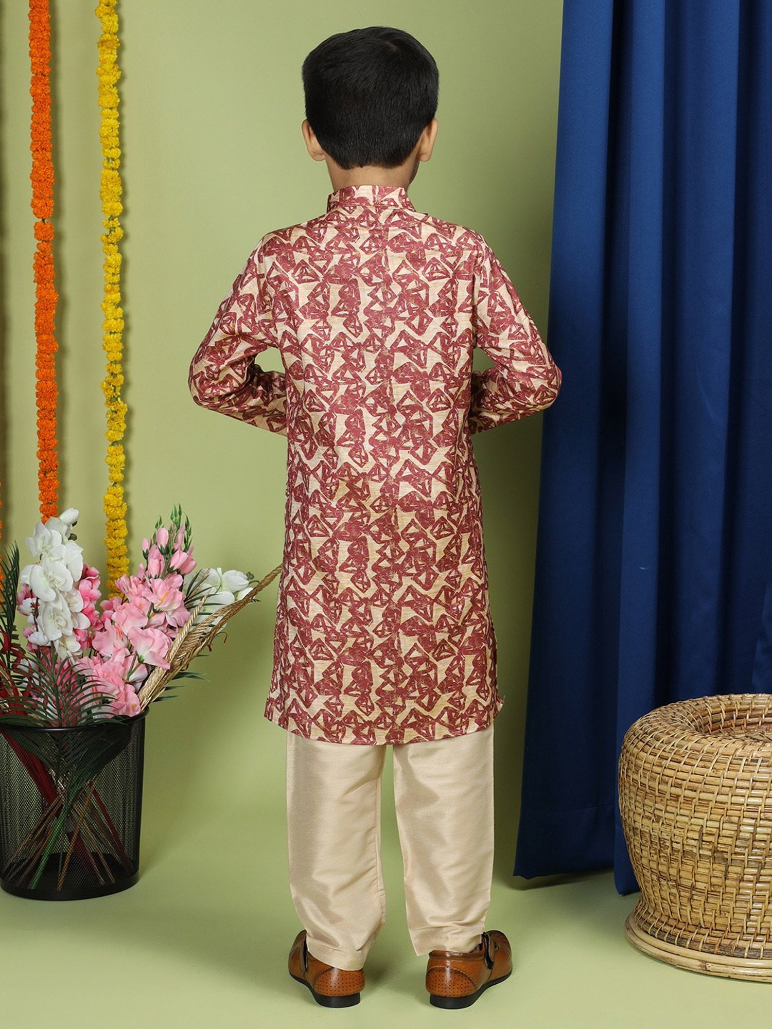 KISAH Kids Multicolor Cotton Printed Full Sleeves Kurta