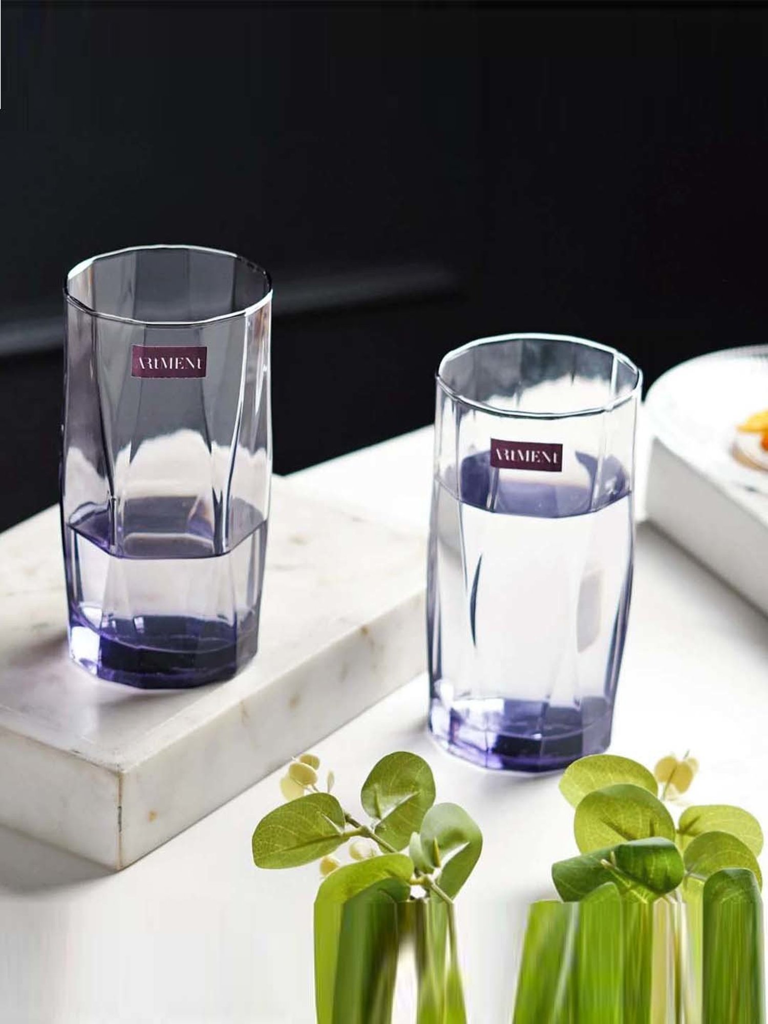 The Artment Amethyst Noir Purple Crystal Tumbler (0.4 L) - Set of 8