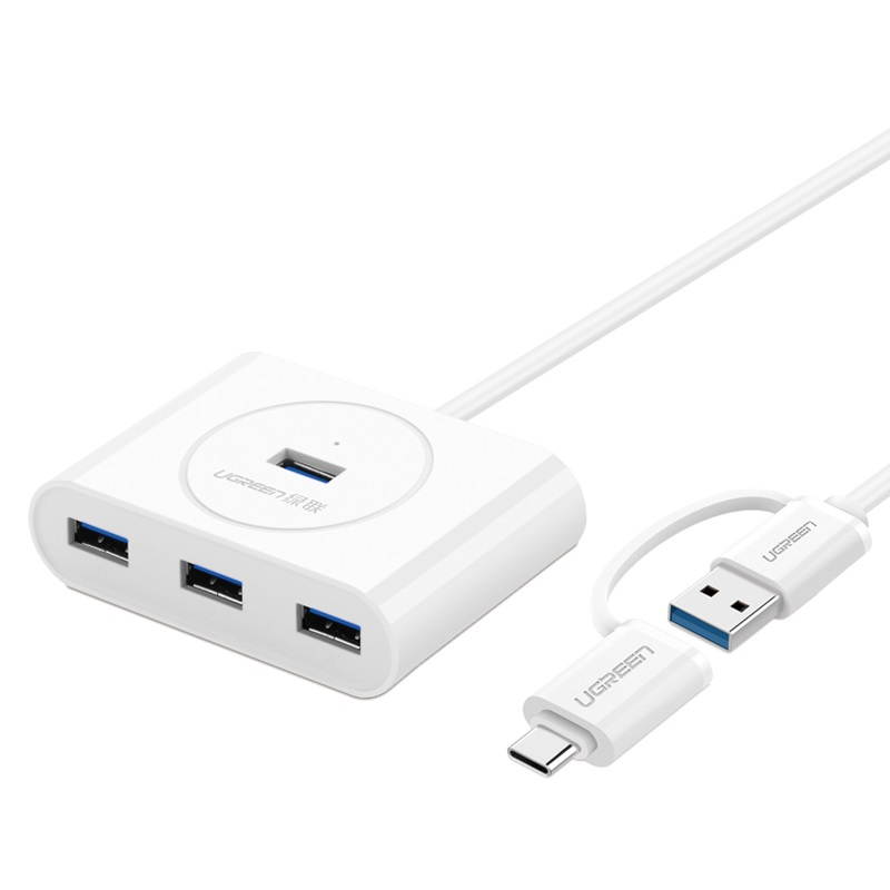 UGREEN 4 Ports USB 3.0 Hub With Type-C USB 3.1 OTG Adapter Converter for USB-C Device 12 Inch New MacBook, Chromebook Pixel, iMac, Surface, Lenovo Yoga