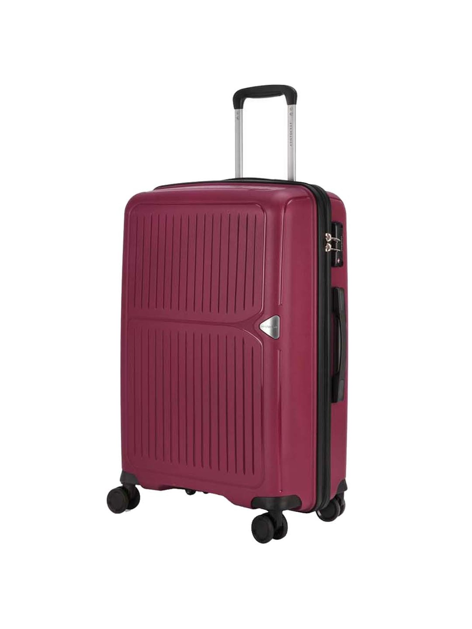 Aristocrat Locus Maroon Striped Hard Medium Trolley Bag - 47 cm