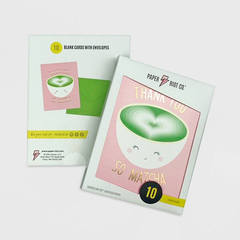 10ct Thanks Matcha Boxed Card Set