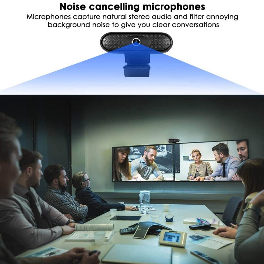 Full HD 1080P Web Camera Computer USB Driver-Free Webcam with Noise-Cancelling Mic for Teleconferencing Live Streaming