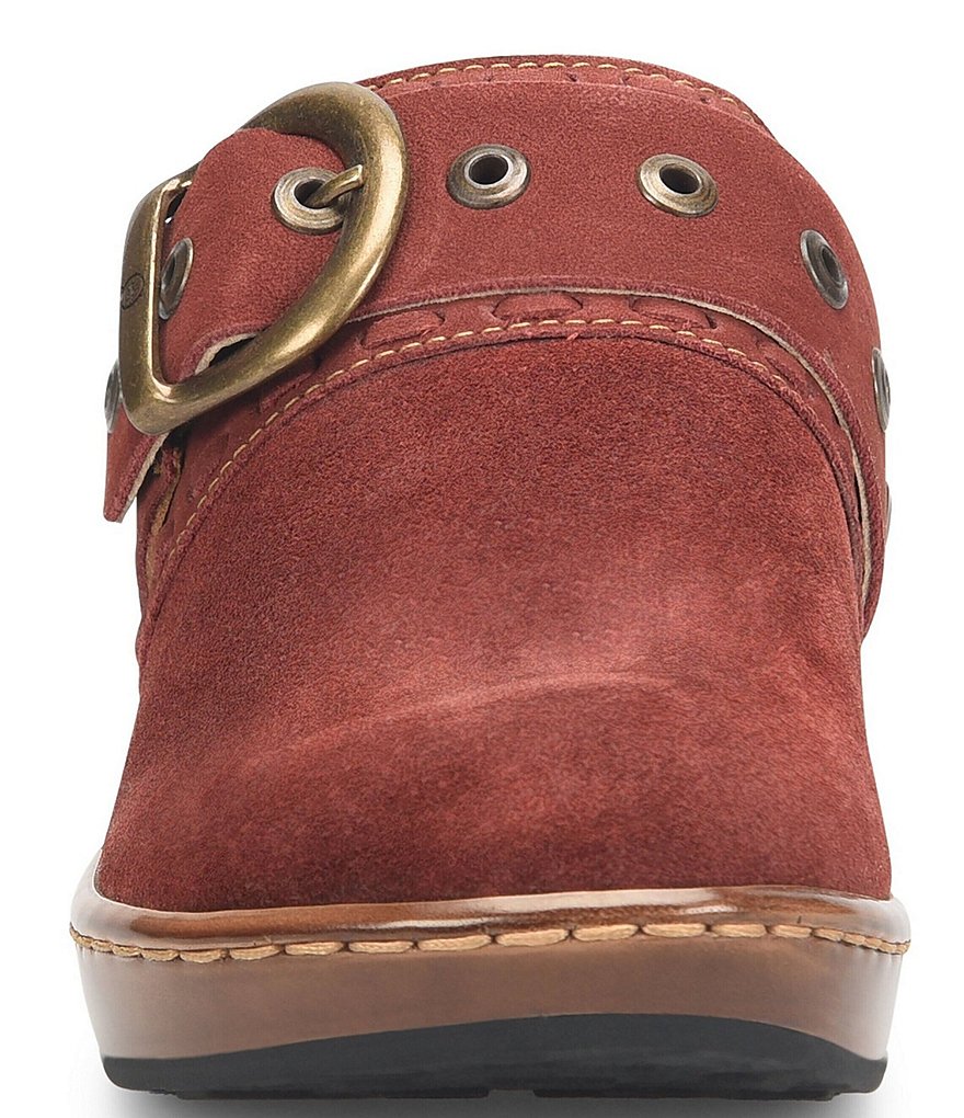 Born Banyan Suede Buckled Strap Suede Leather Clogs