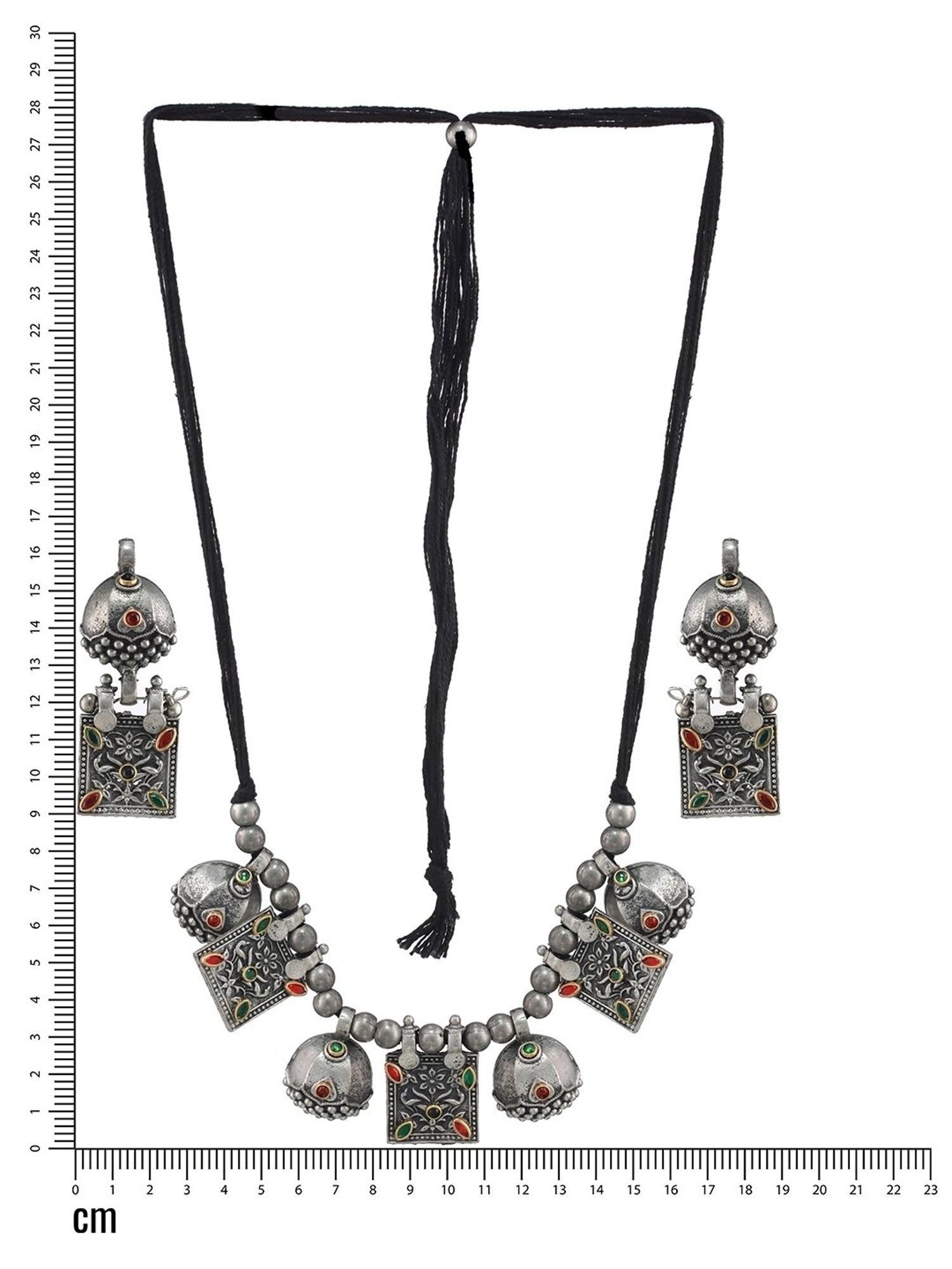 Aatmana Silver-Plated Kundan-Studded & Beaded Necklace & Earring Set