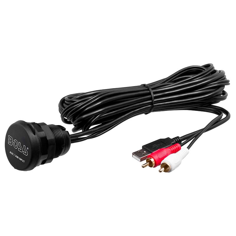 BOSS Audio MUSB35 Universal USB 3.5mm 6 Foot Installation Auxiliary Interface Mount and Wiring Cable, Black