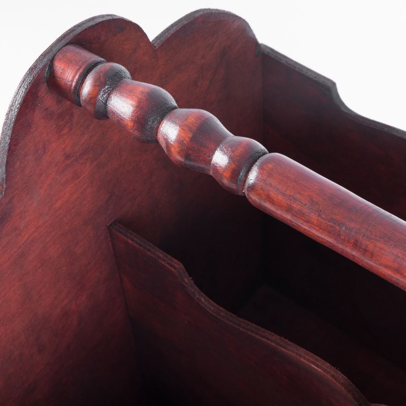 Quickway Imports Handcrafted Decorative Wooden Magazine Rack with Handle