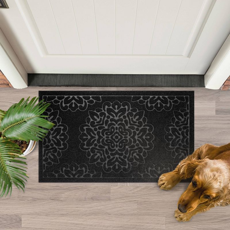 1'6"X2'6" Damask Doormats Black - Multy Home LP