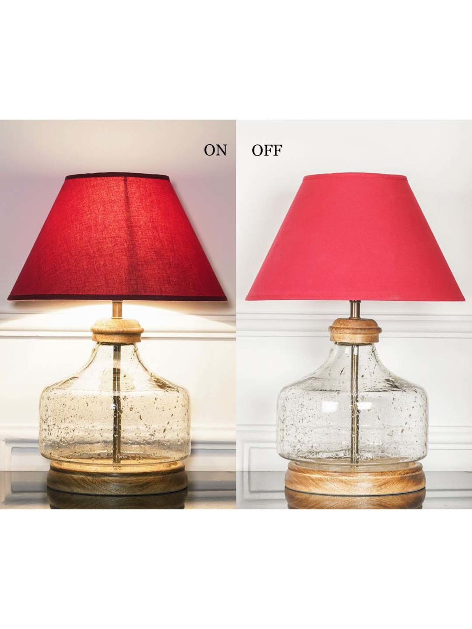 Kapoor Lamp Shades Clear & Brown Glass Tuscan Table Lamp With Cotton Shade