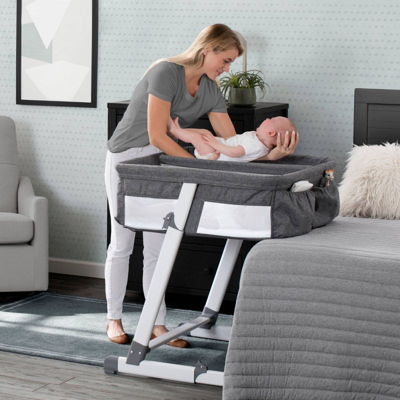 Delta Children Simmons Kids' By The Bed City Sleeper Bassinet for Twins - Gray