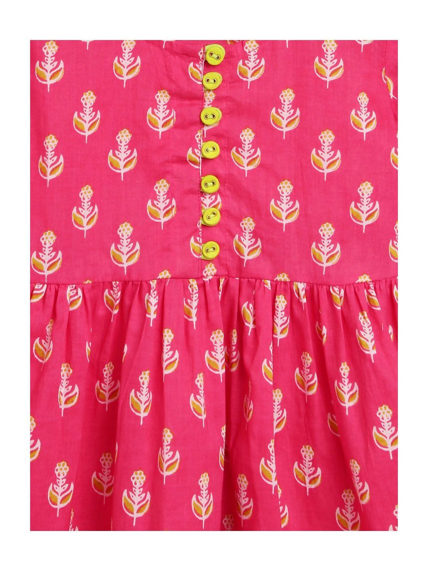 Campana Kids Pink & Beige Floral Print Kurta with Dhoti