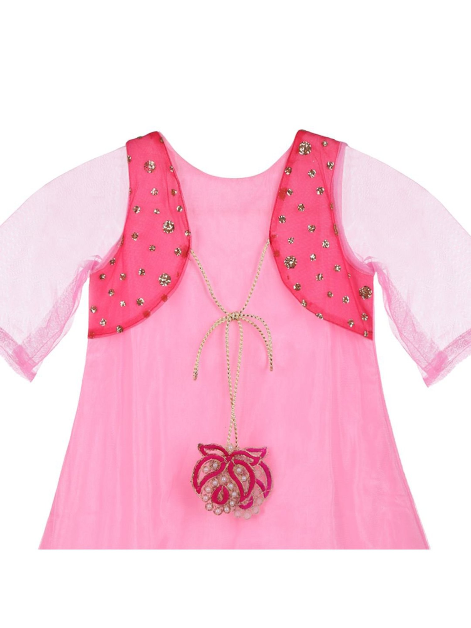 Many Frocks Kids Pink Embellished Gown