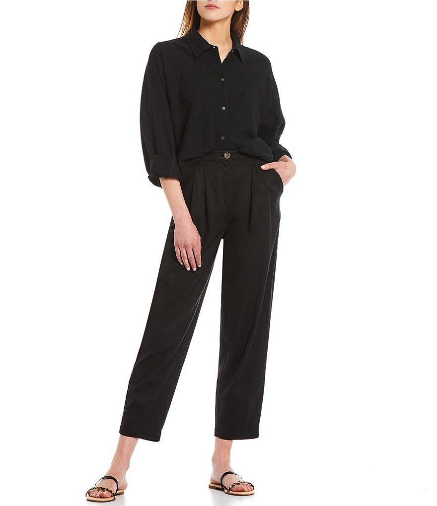 Every Woven Long Sleeve Coordinating Button Front Top