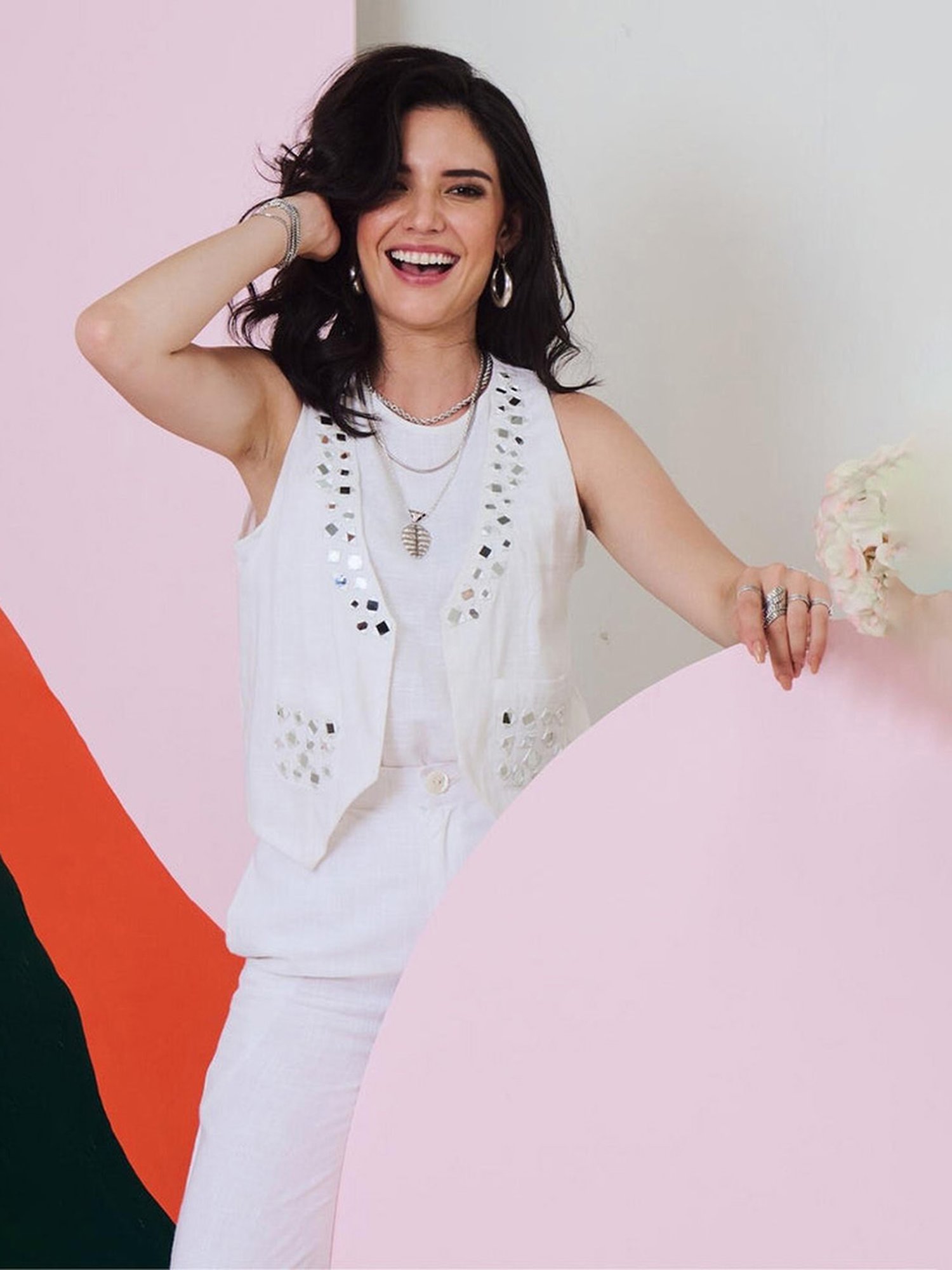 Gulaal White Aaina Mirror Embroidered Waist Coat