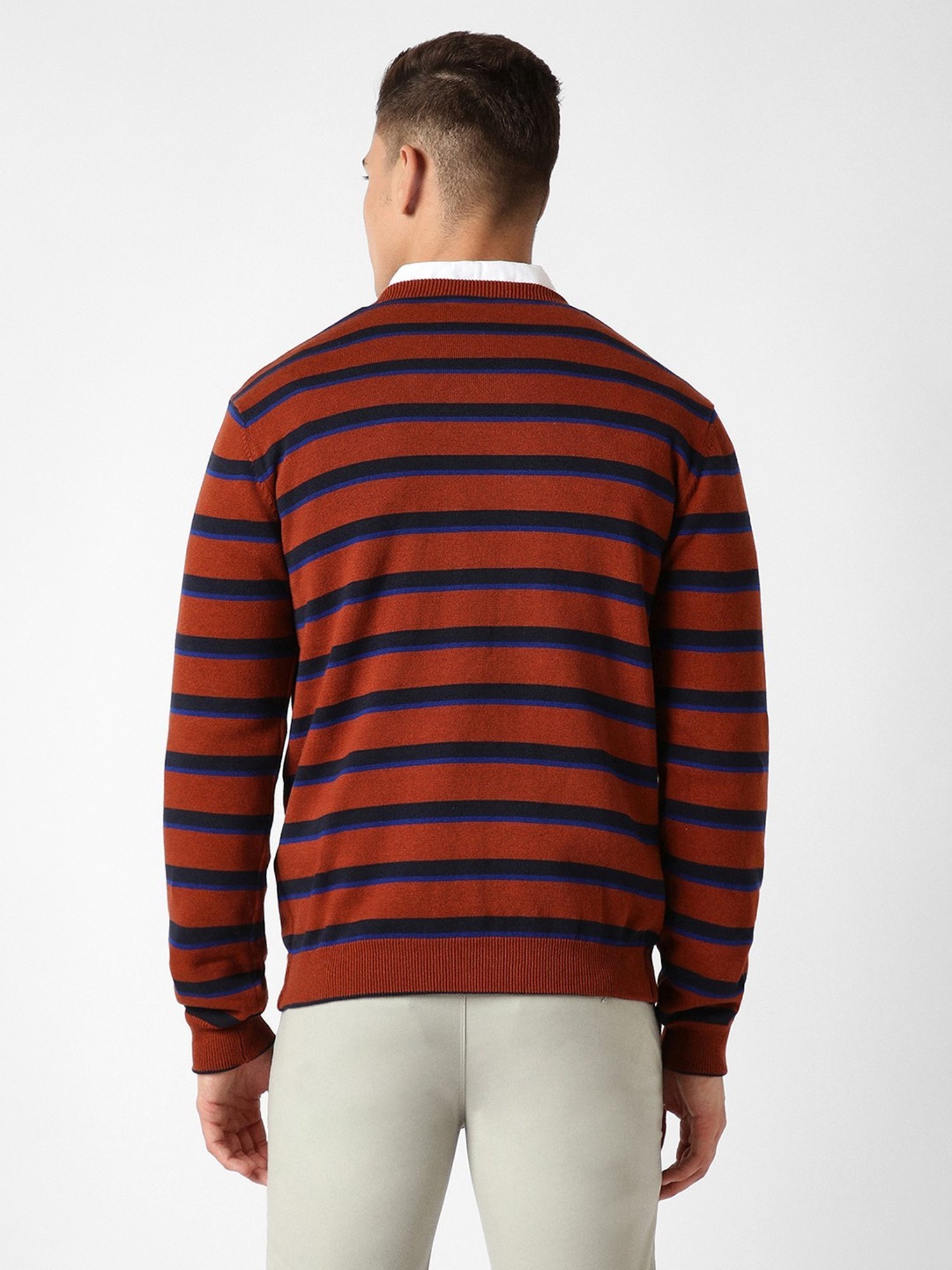 Peter England Black Regular Fit Reversible Sweater