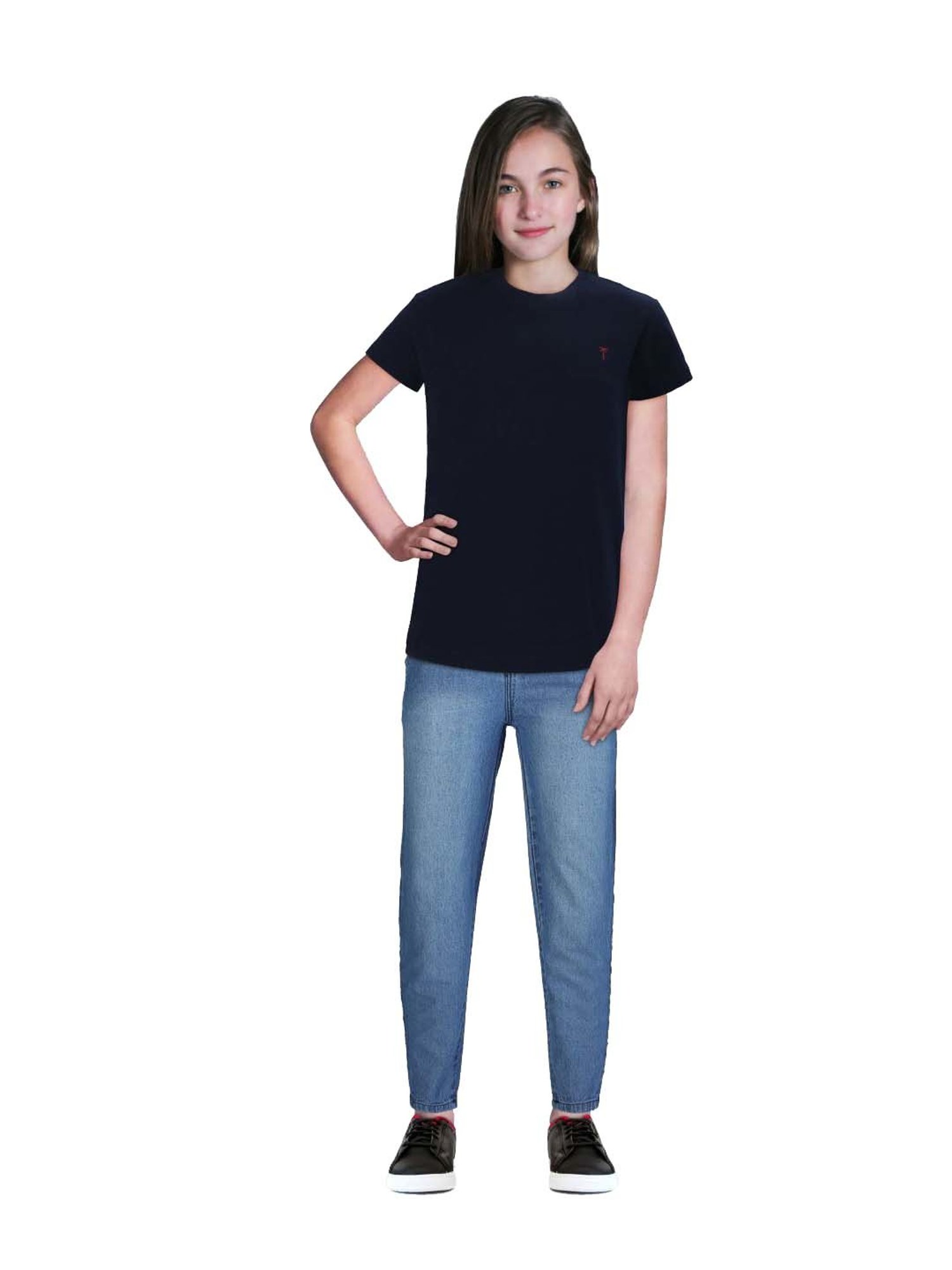 Palm Tree Kids Navy Cotton Regular Fit Top