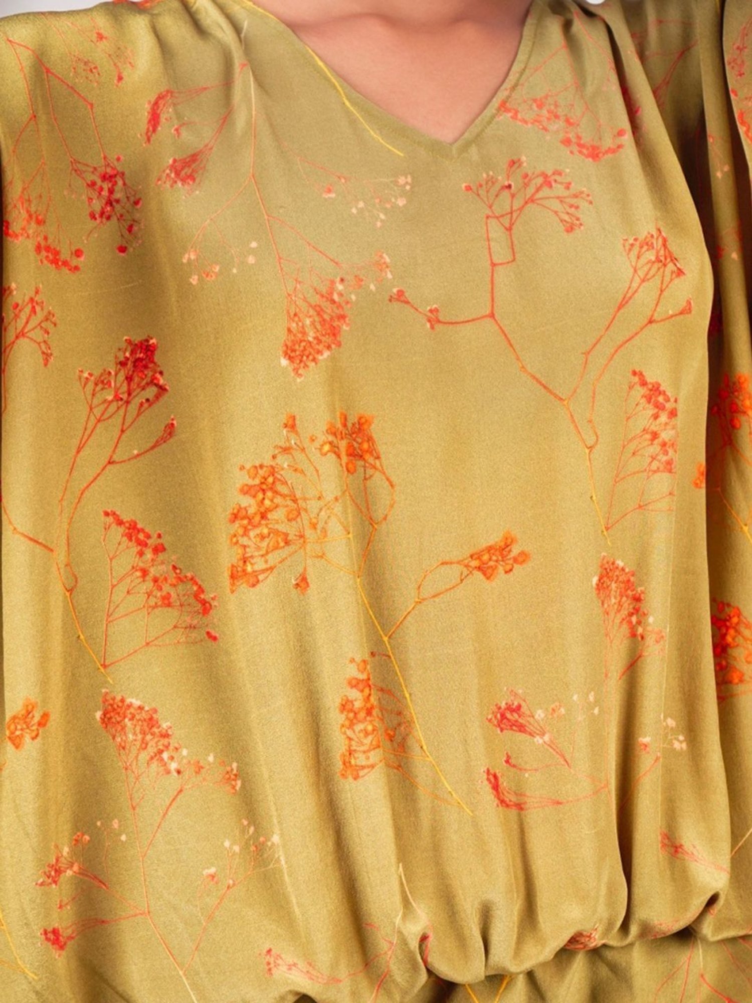 Seesa Green Spring Summer Loose-fit Printed Jumpsuit