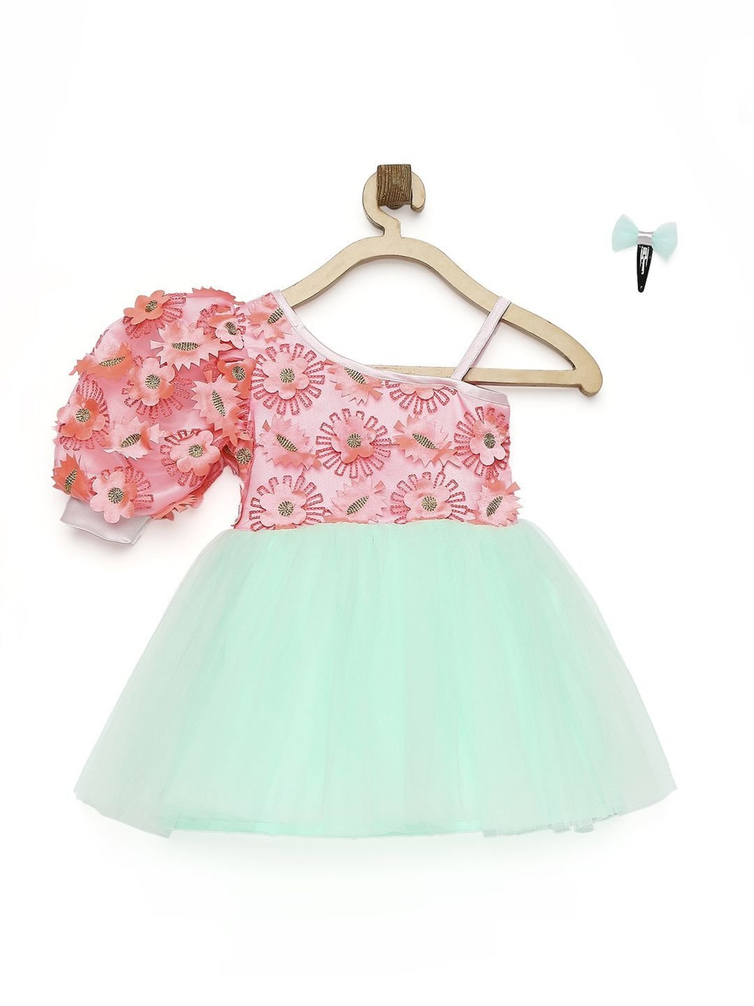 Many Frocks Kids Blue Embellished Dress