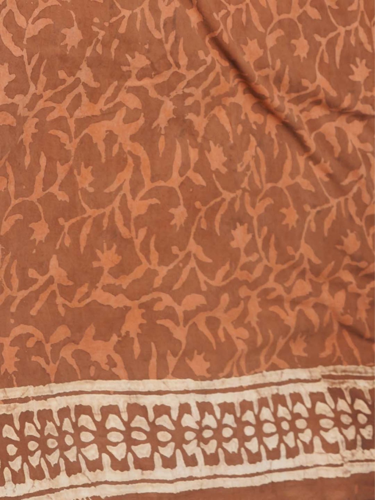Unnati Silks Brown Cotton Printed Saree With Unstitched Blouse