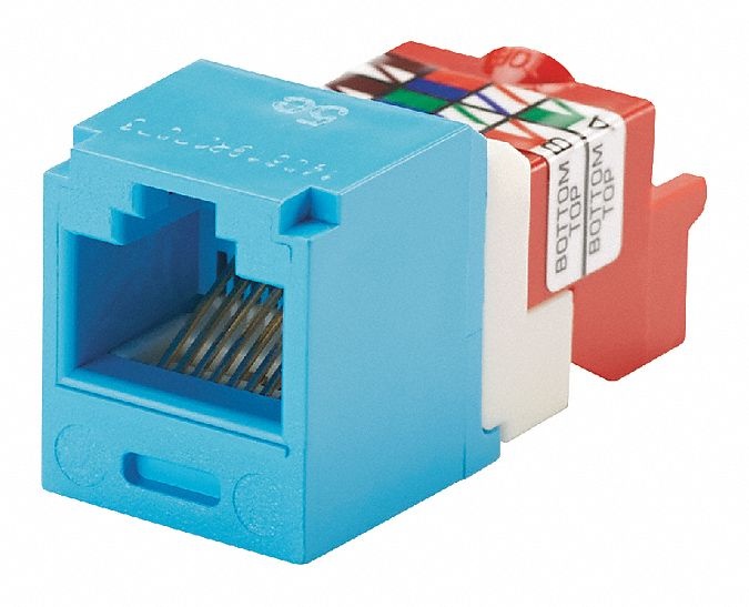 Panduit Modular Jack, Blue, Plastic, Series: Mini Com, Cable Type: Category 5e