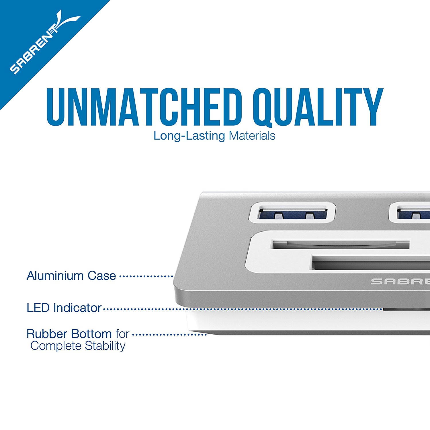 USB 3.0 HUB with Card Reader, Multi-Function 3 Port Aluminum USB 3.0 Hub with Multi-In-1 Card Reader (12" cable) for All Windows/Mac/Linux Systems, Plug-n-Play, Hot Swappable, Hot Pluggable