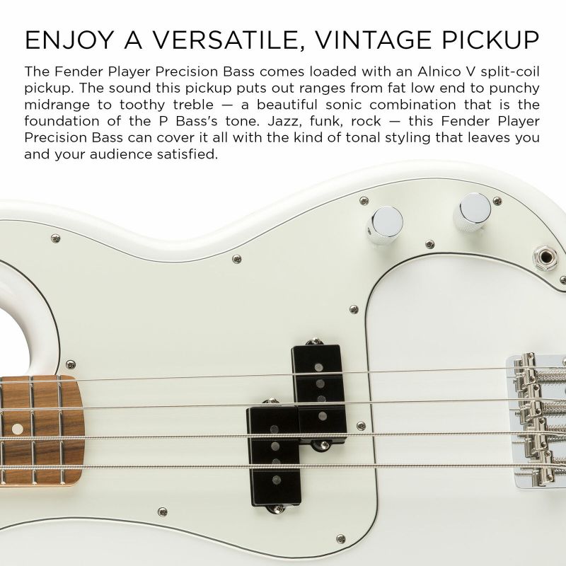 Fender Player Precision Bass Guitar, Pau Ferro Fingerboard, Polar White