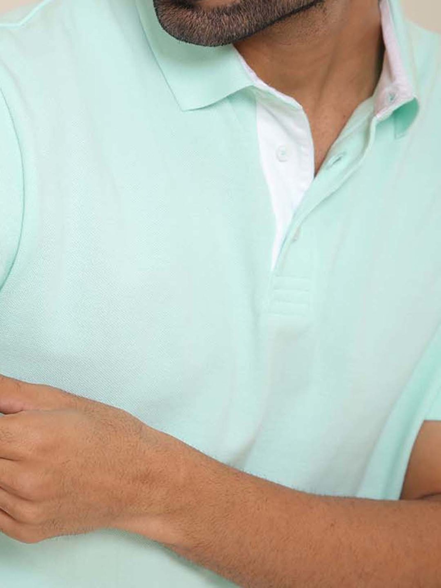 SUBTRACT Ice Green Regular Fit Cotton Polo T-Shirt