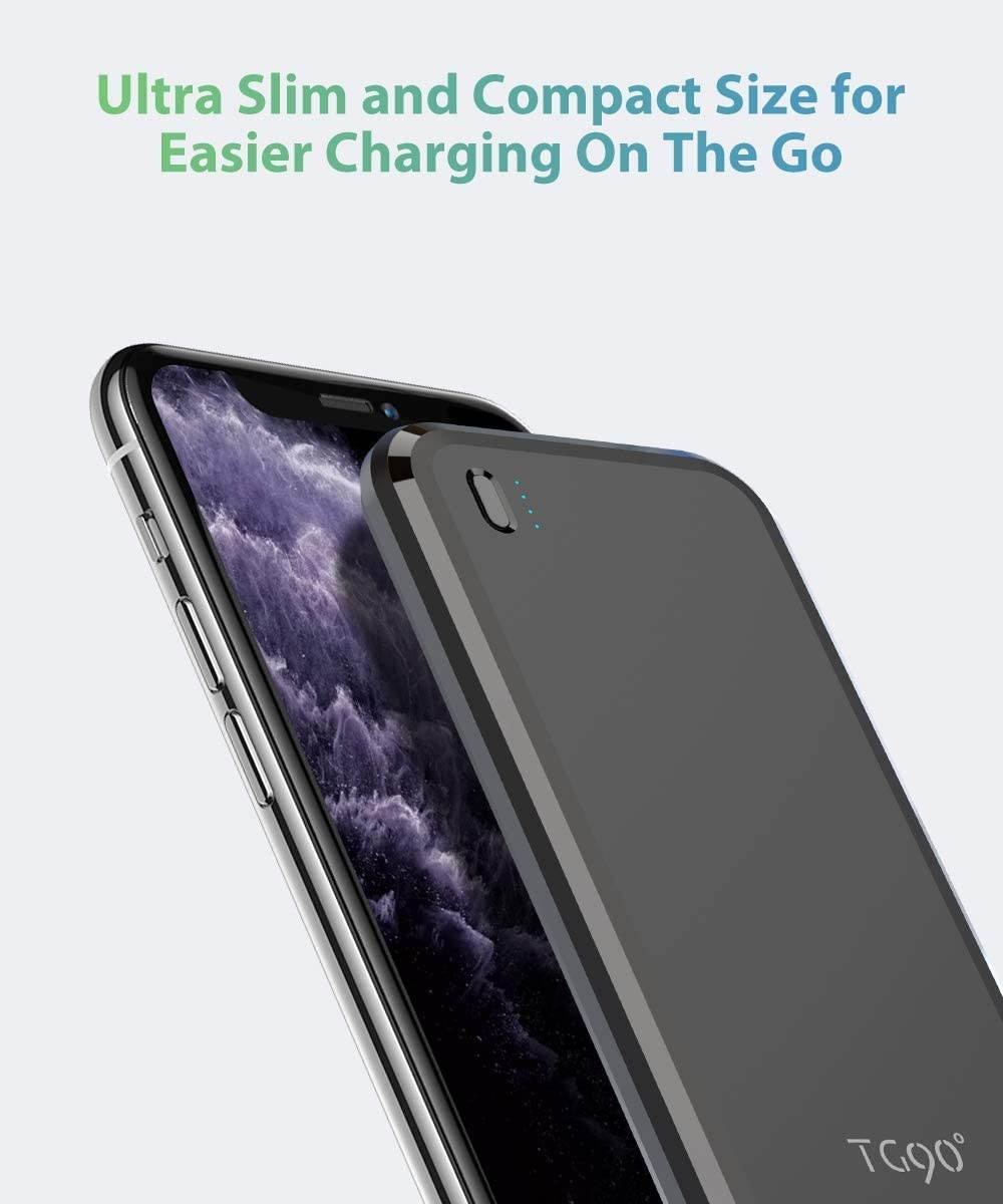 TG90 Power Bank 10000mAh Portable Battery Charger for Cell Phones External Battery Power Packs Ultra Slim Portable Phone Charger Compatible with iPhone Android Phone Smart Devices