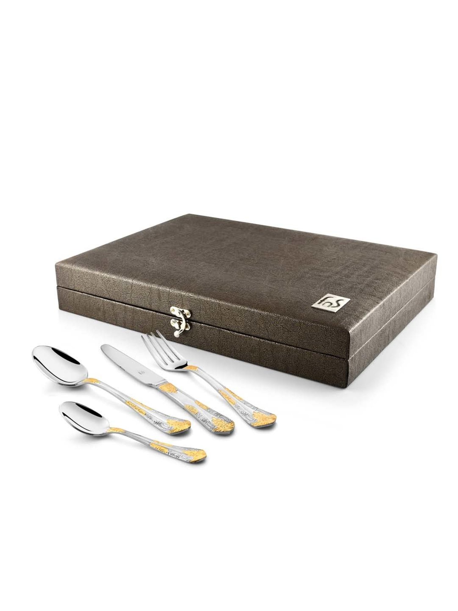 FnS Odyssey Silver & Gold Stainless Steel Cutlery - Set of 24