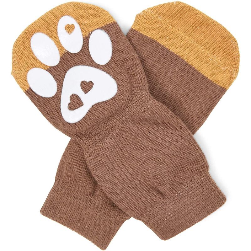 2-Pair Anti-Slip Dog Socks, Paw Protection Ginger Brown (Medium, 8 Pieces)