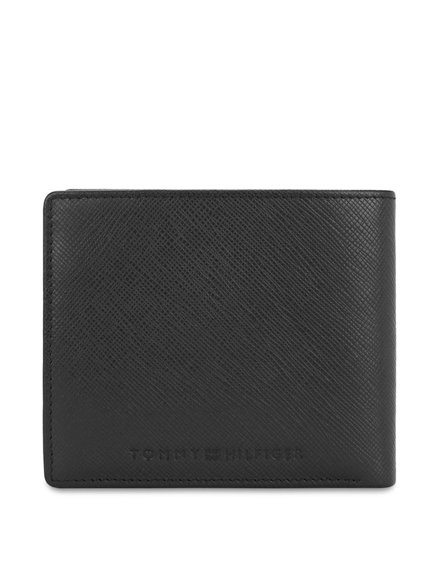 TOMMY HILFIGER Black Grimstad Leather Textured Medium Global Coin Wallet