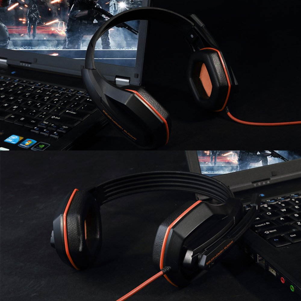 Gaming Headset,DLAND 3.5mm Wired Bass Stereo Noise Isolation Gaming Headphones with Mic for Laptop Computer, Cellphone, PS4 and so on- Volume Control (Black and Orange)