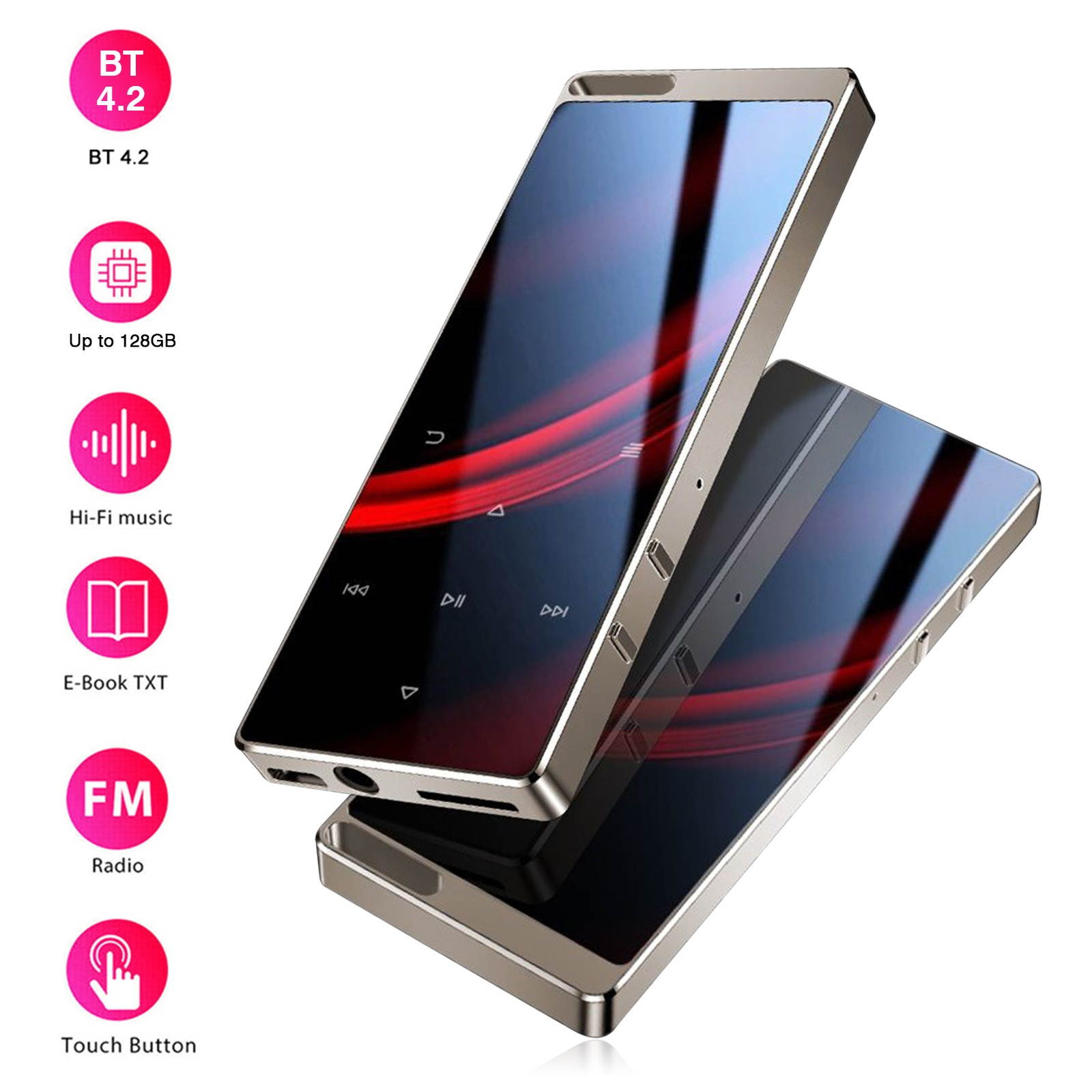 RUIZU D15 BT MP3 Portable Music Video Player Lossless HiFi Sound Music Player 1.8-inch TFT Screen with Speaker FM Radio Recording Stereo FM Automatic Radio MP3 3.5mm Audio Input Built-in 16G Memory