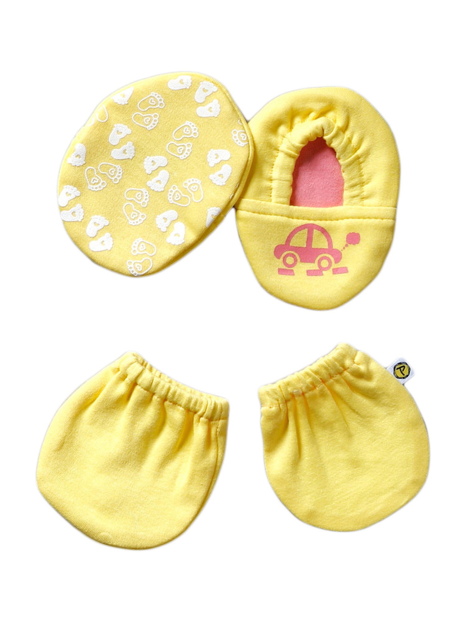 Pranava Kids Yellow Cotton Printed Accessories Set