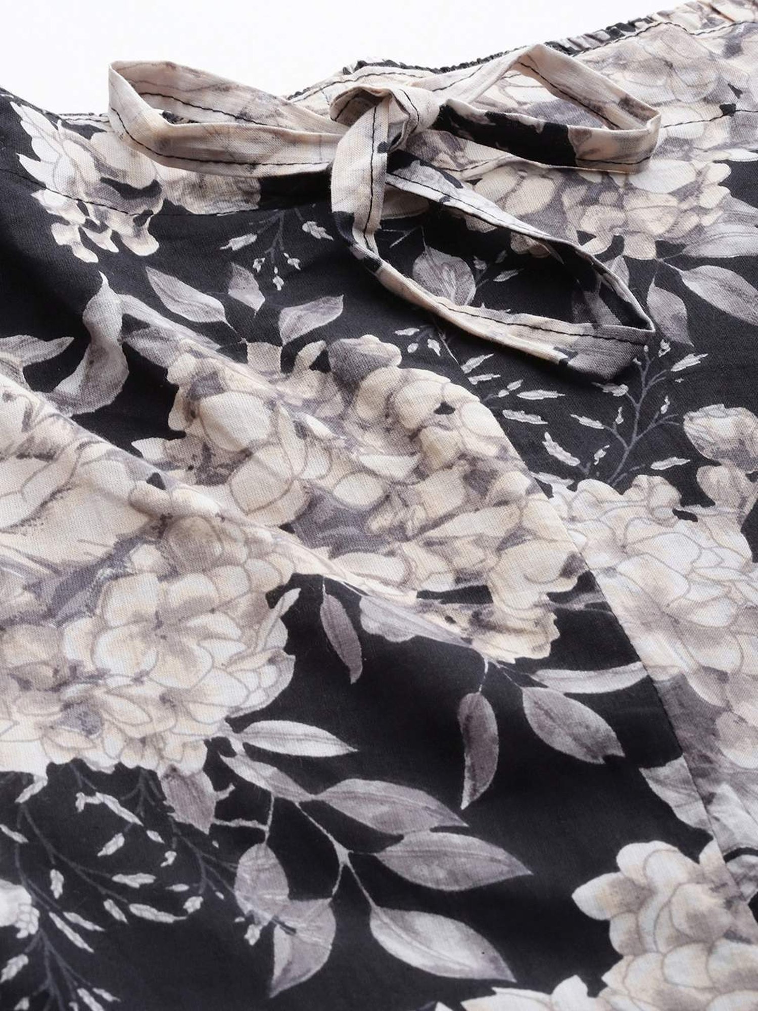 READIPRINT FASHIONS Black Cotton Floral Print Tunic Pant Set