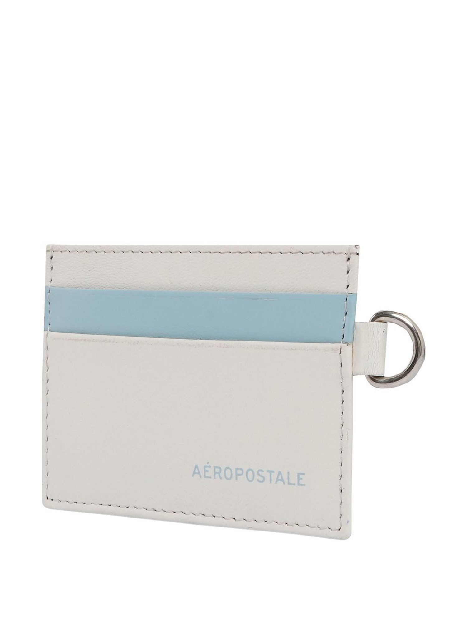 Aeropostale Oxnard Ivory & Blue Color Block Card Holder