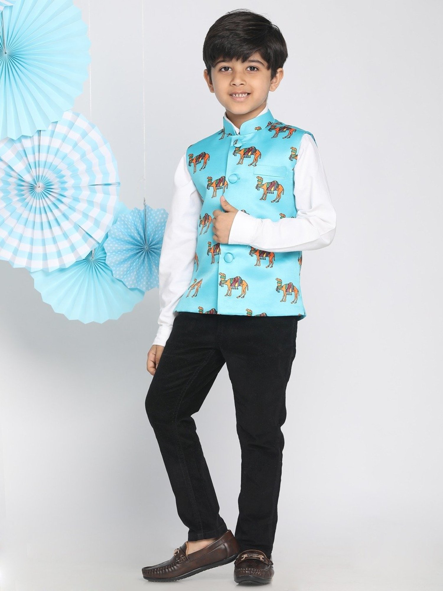 Crimsoune Club Kids Mint Solid Full Sleeves Blazer