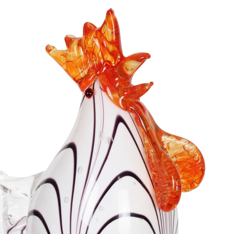 29.13" Metal and Glass Solar Pink Rooster Stake Pink - Exhart