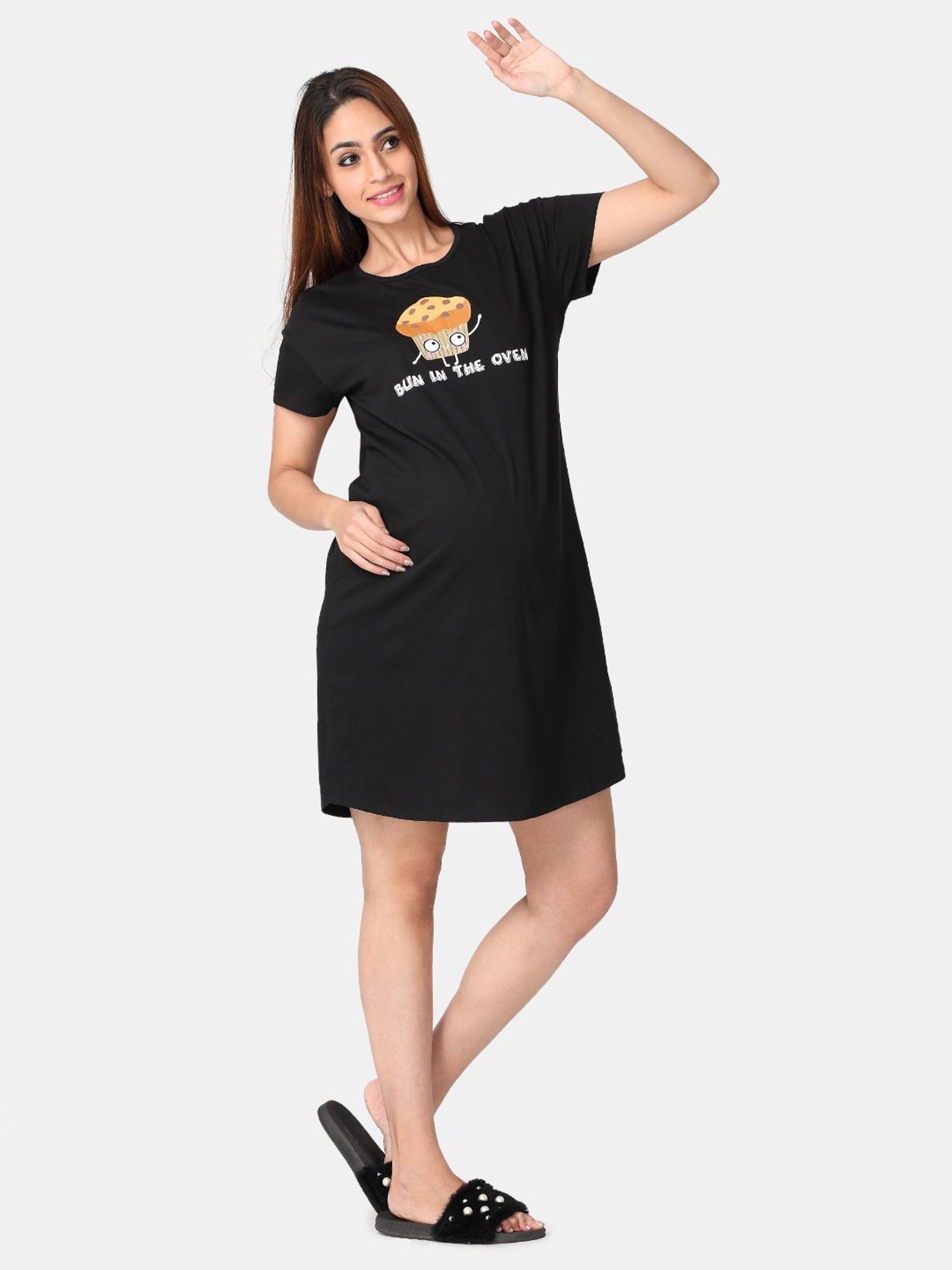 The Mom Store Black Graphic Print Dress