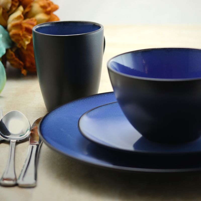 Gibson Soho Lounge Round 16 Piece Dinnerware Set, Blue