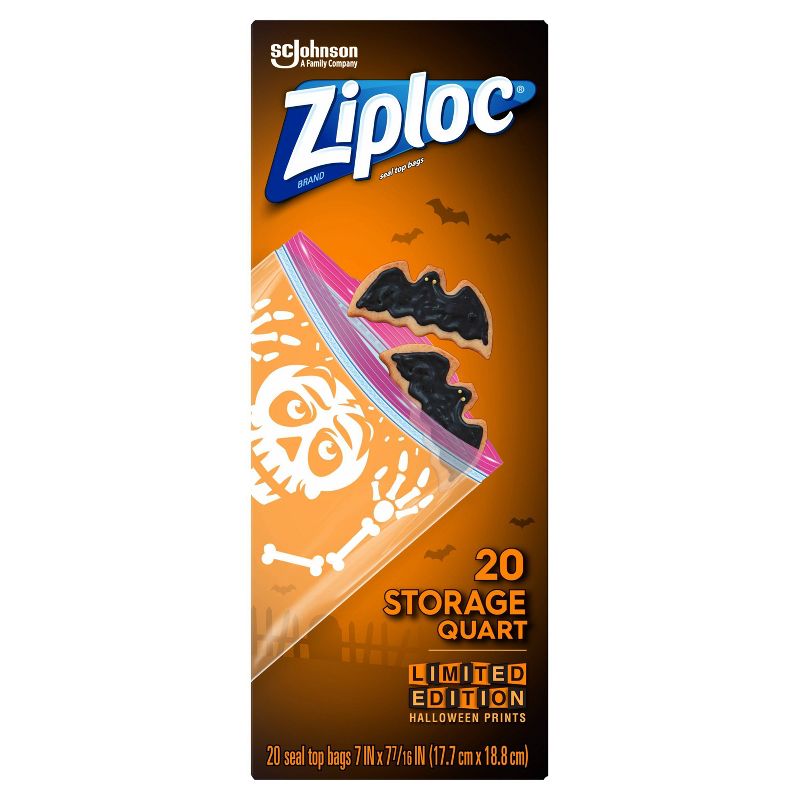Ziploc Print Halloween Storage Bag Quart - 20ct