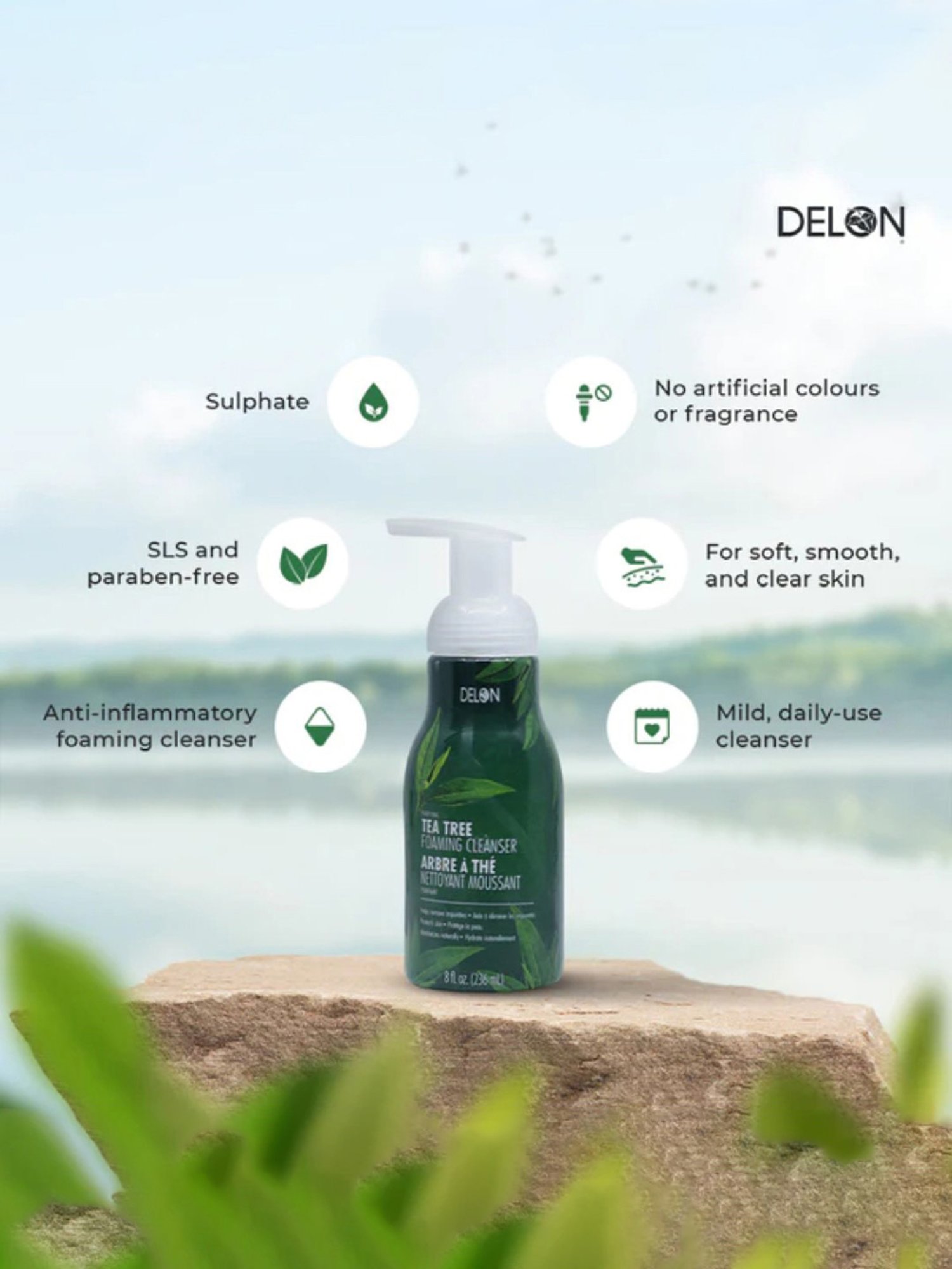 Delon Purifying Tea Tree Foaming Cleanser - 236 ml